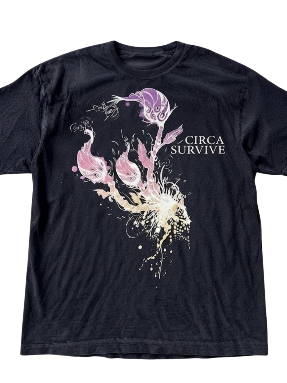 Black Graphic Band Tee - Pink & Purple Koi Design, Gift For Him, For Her